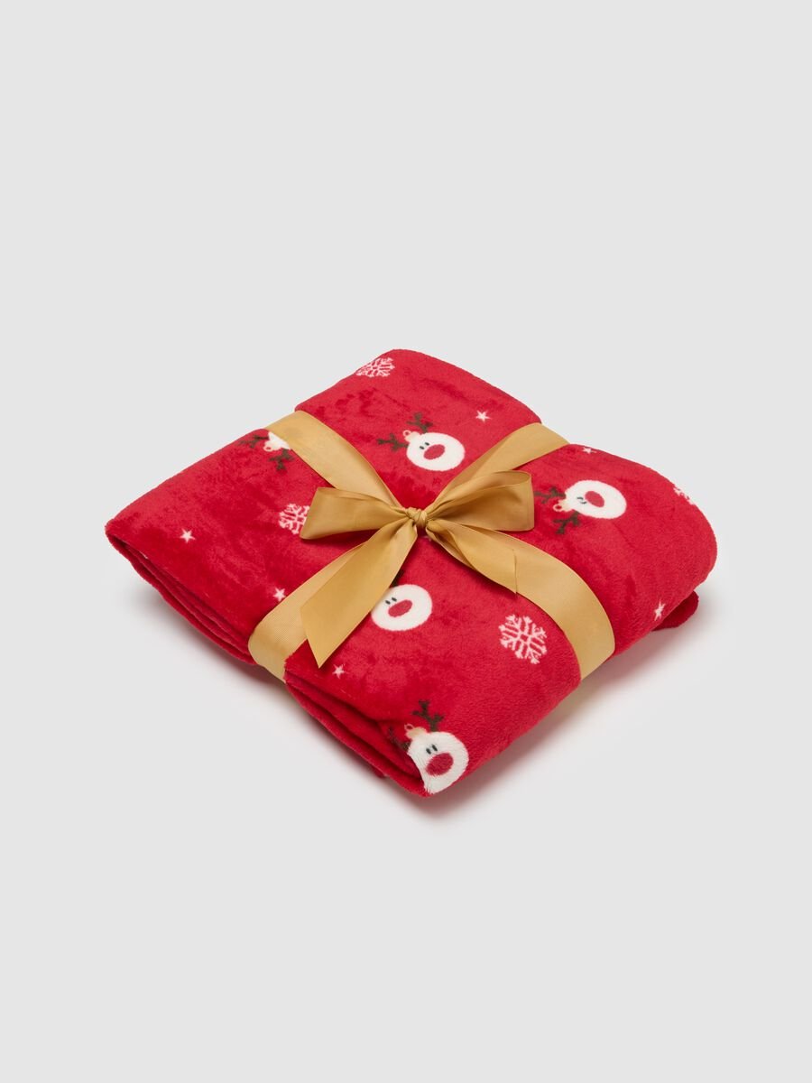 Red Christmas throw with prints_0