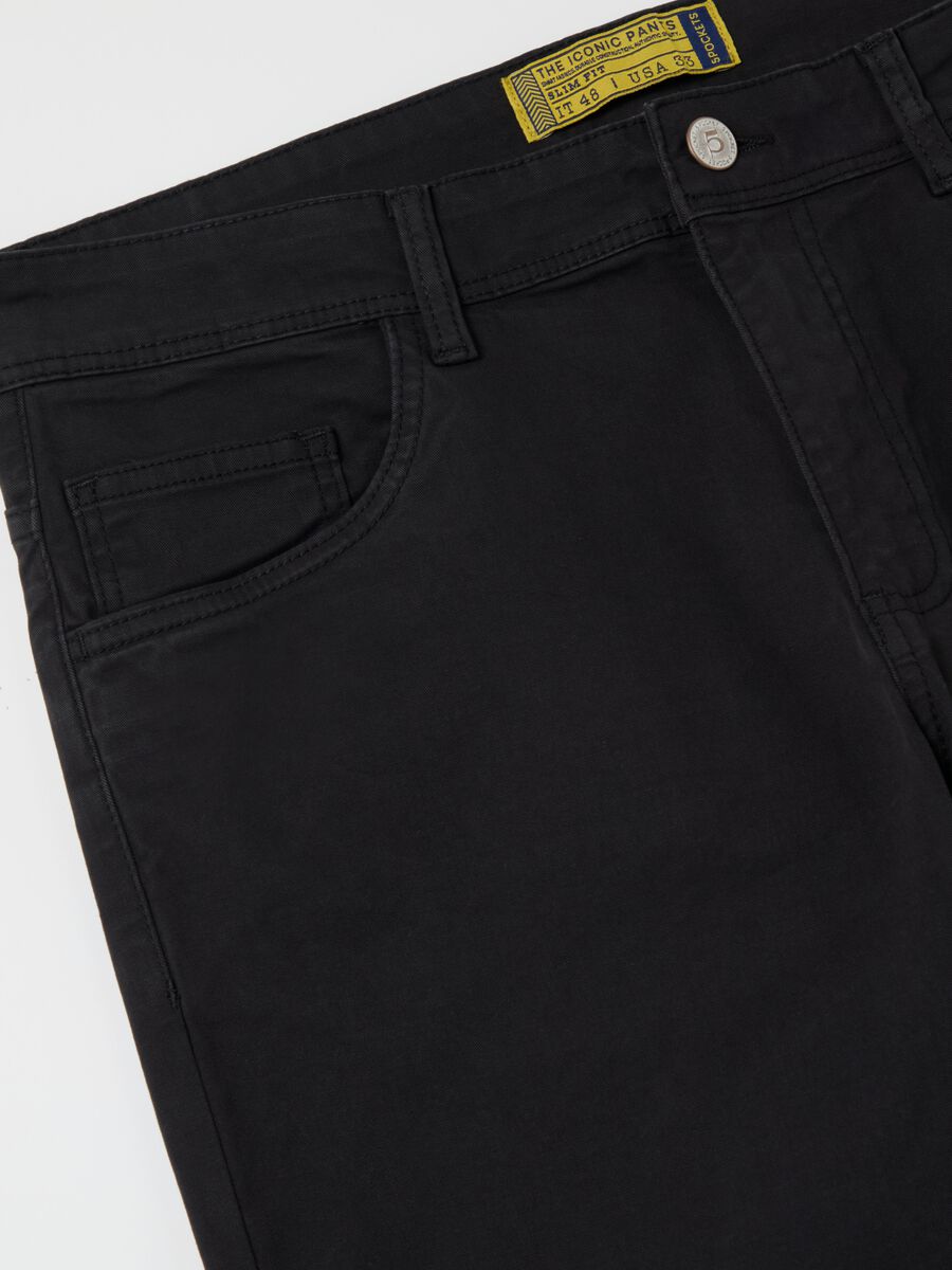 Black slim-fit trousers in stretch cotton_5
