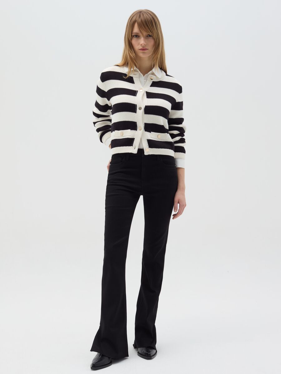 Striped cardigan with gold buttons_1