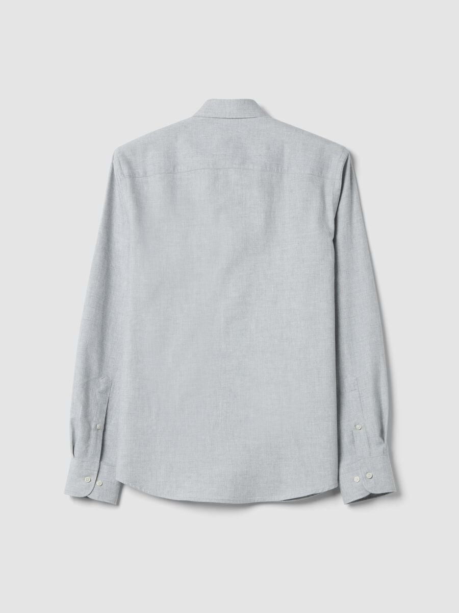 Grey pure cotton twill shirt, regular fit_6