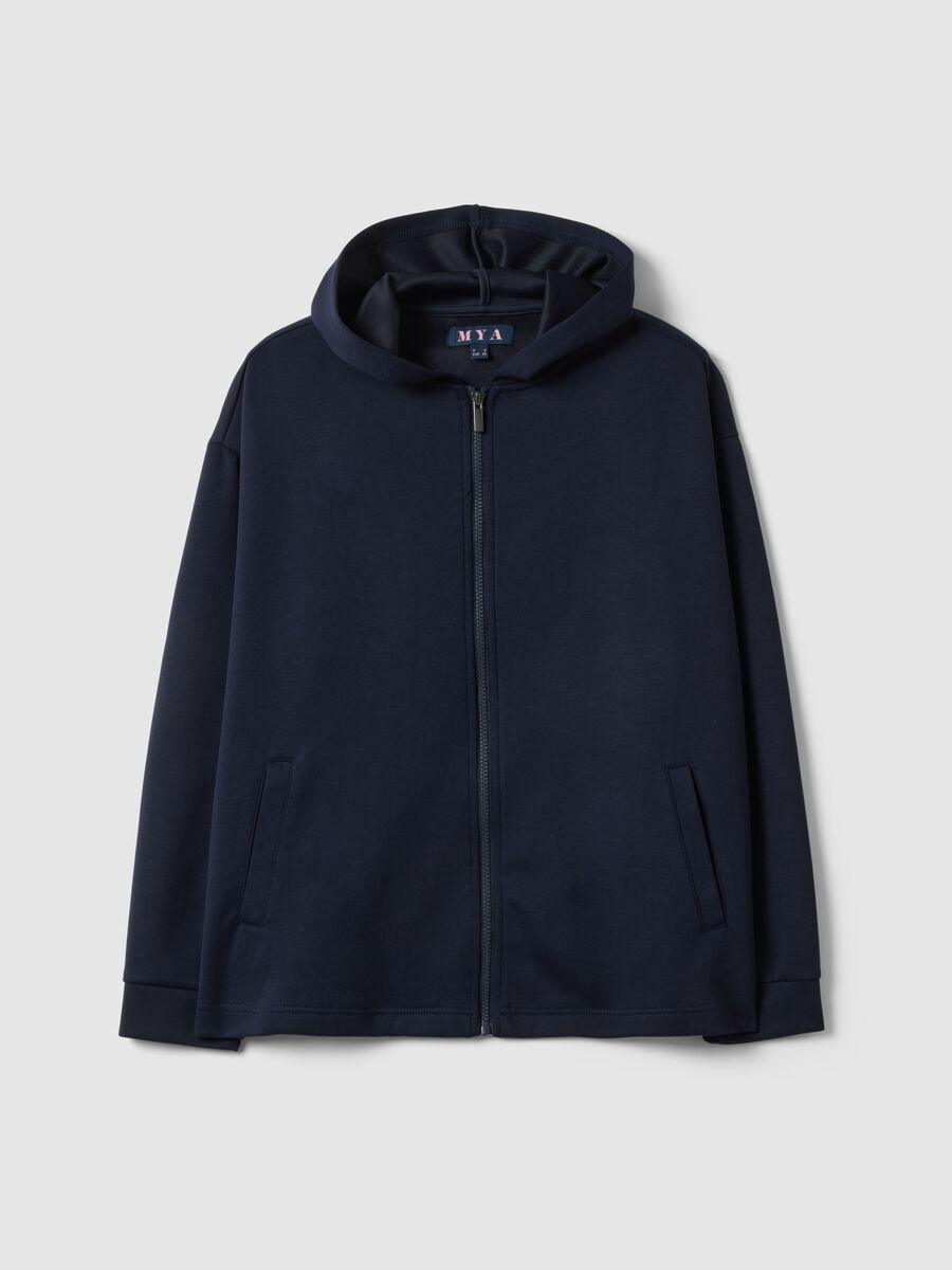 Felpa blu in viscosa elasticizzato regular fit con zip_4