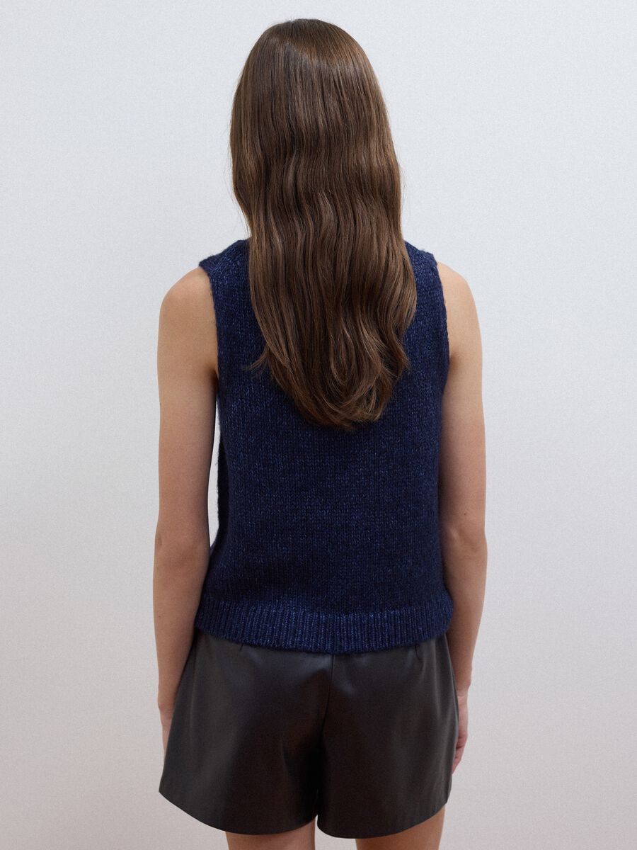 Blue wool-blend gilet with raised collar, regular fit_3