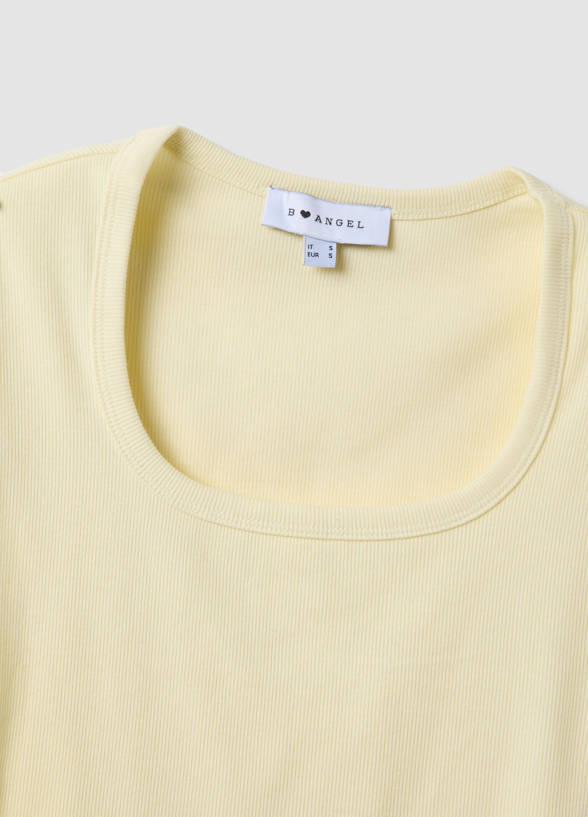 Yellow stretch-cotton short-sleeve T-shirt