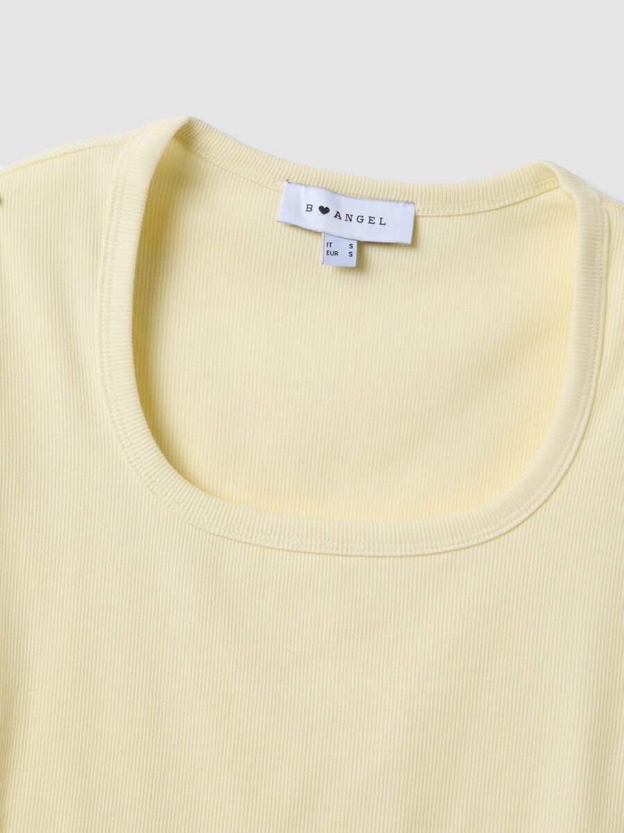 Yellow stretch-cotton short-sleeve T-shirt_5