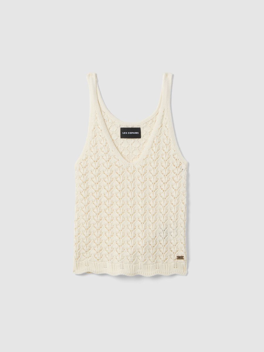White tank top in pure knitted cotton_4