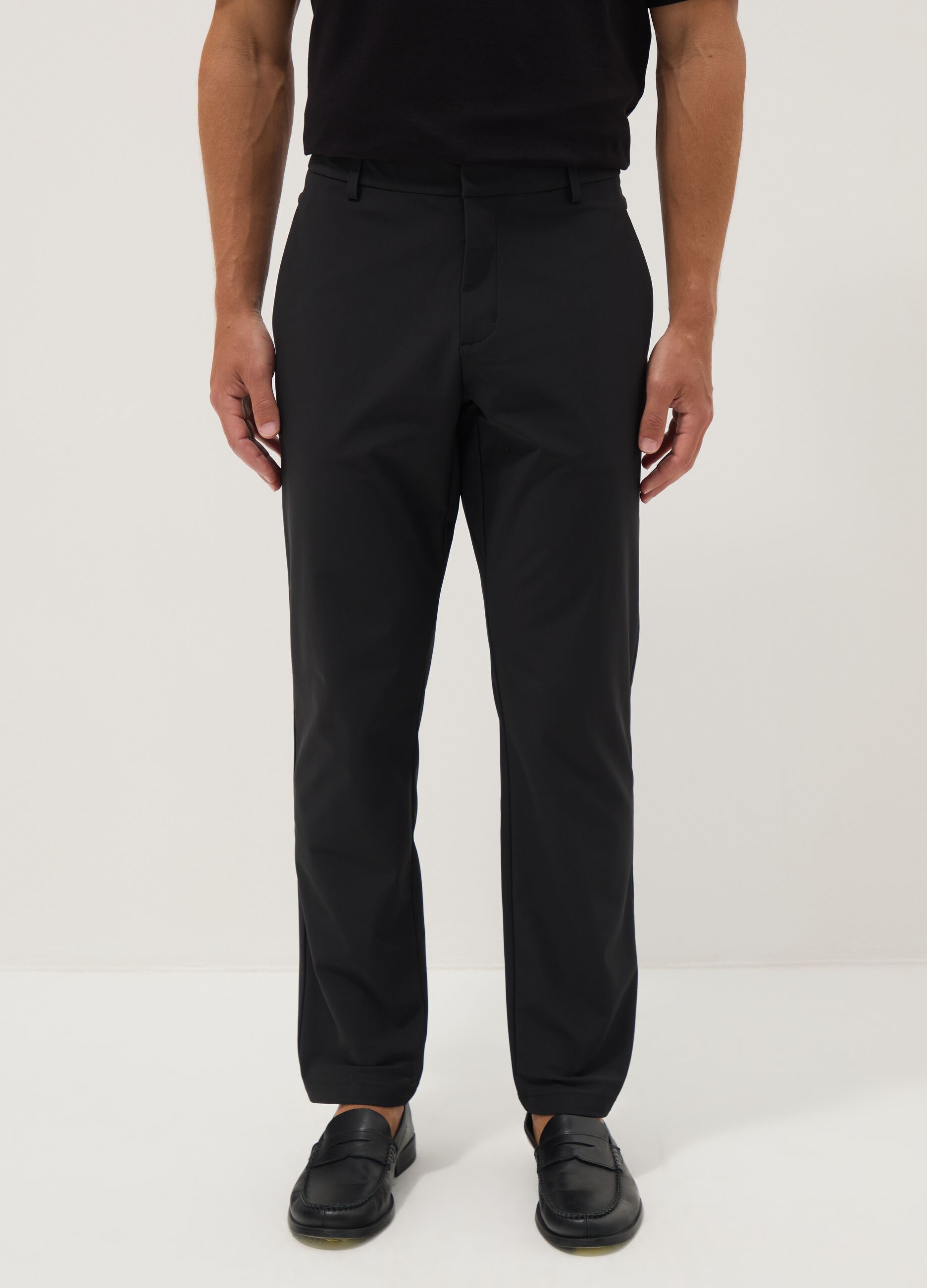 Black regular-fit chino trousers