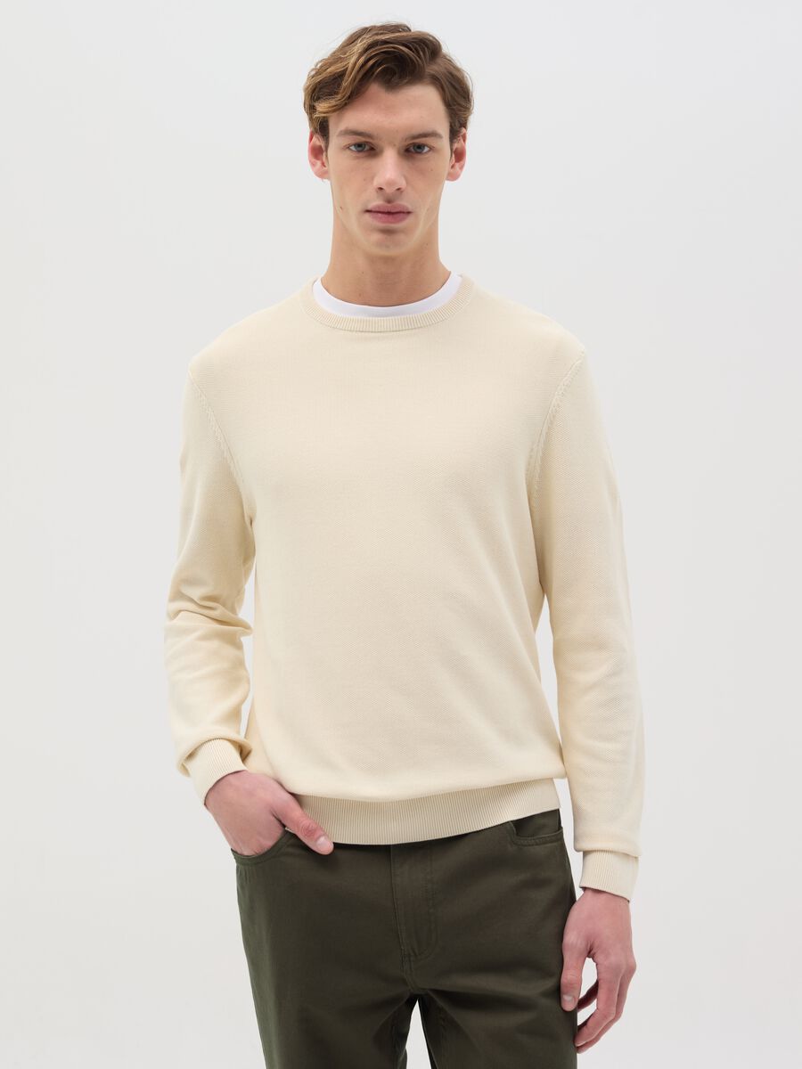 Cotton pullover with micro weave_0