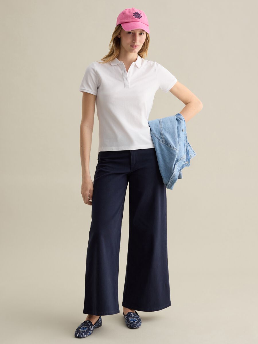 White short-sleeved polo shirt in piquet_1