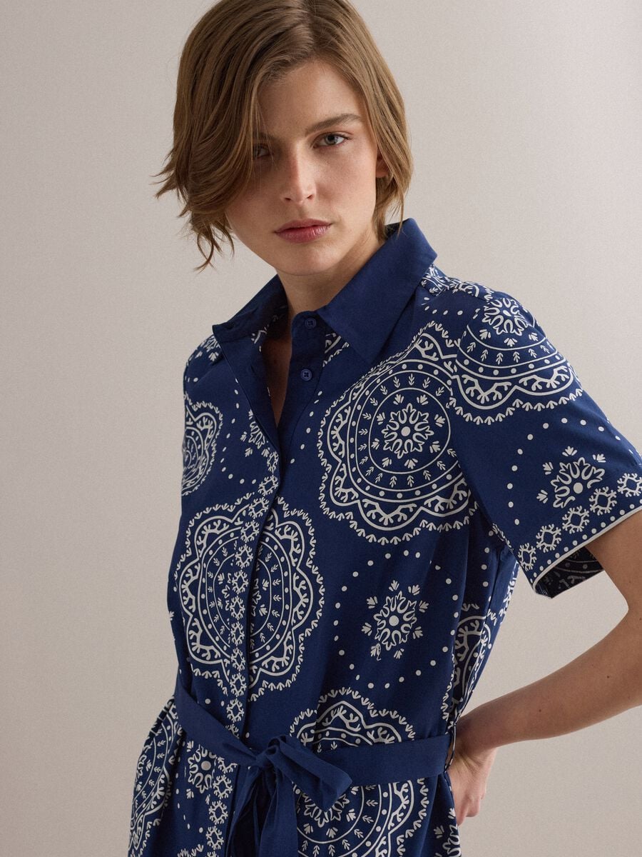 Blue pure cotton shirt dress_3