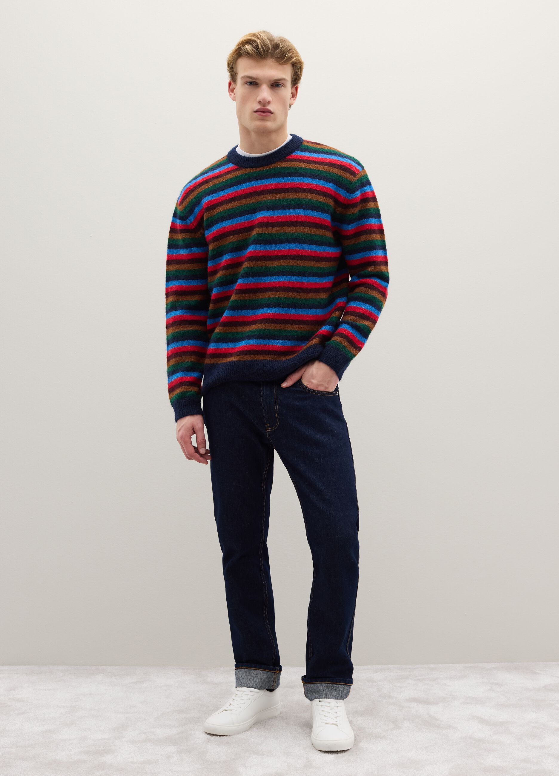 Multicolour Stripe Regular Fit Sweater