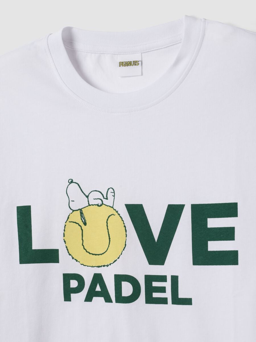 T-shirt bianca in puro cotone con stampa frontale_1