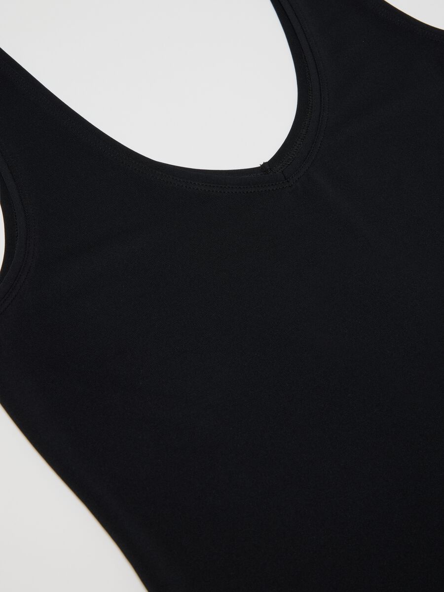 Black mixed regular fit tank top_1
