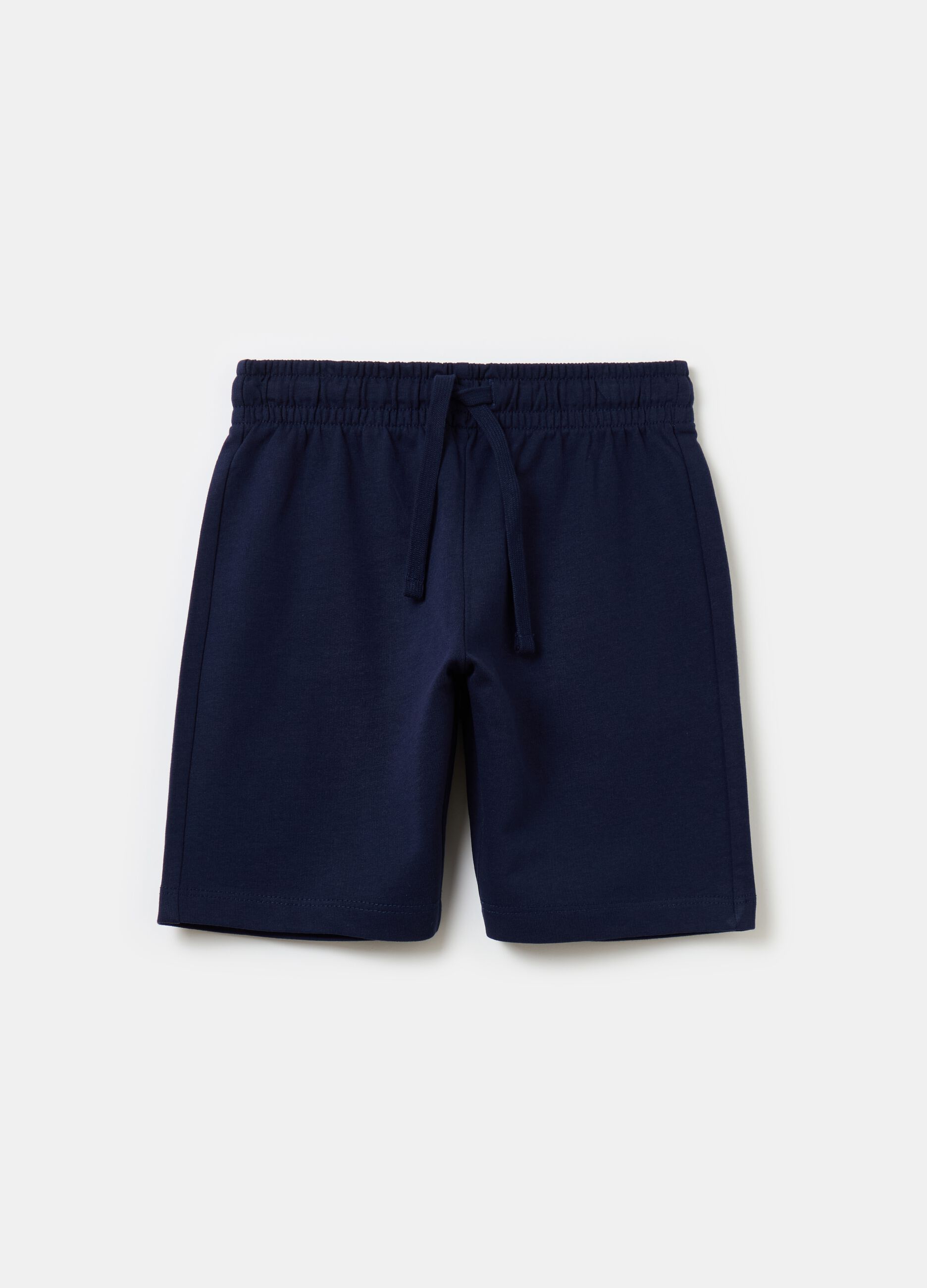 Fleece Bermuda shorts with drawstring