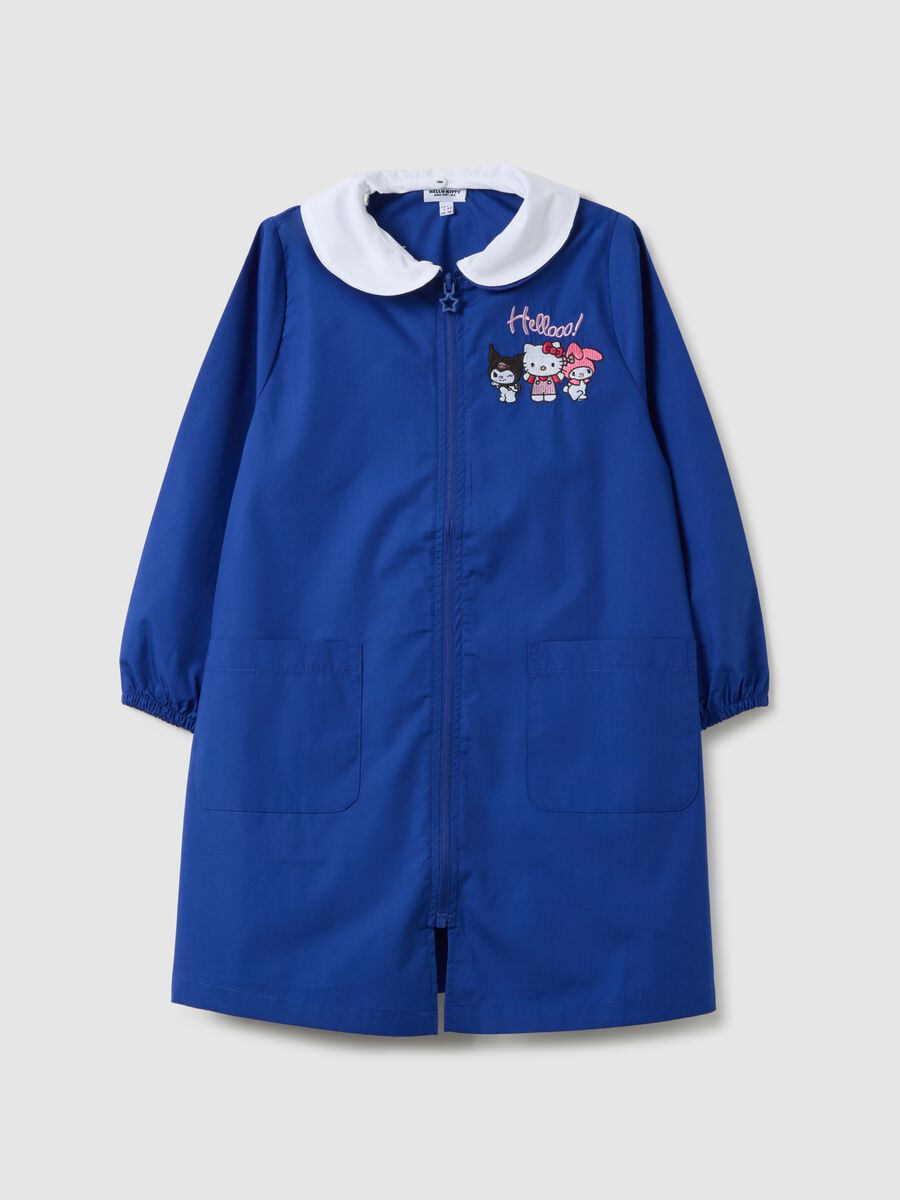 Grembiule scolastico da bambina in misto blu con colletto_0