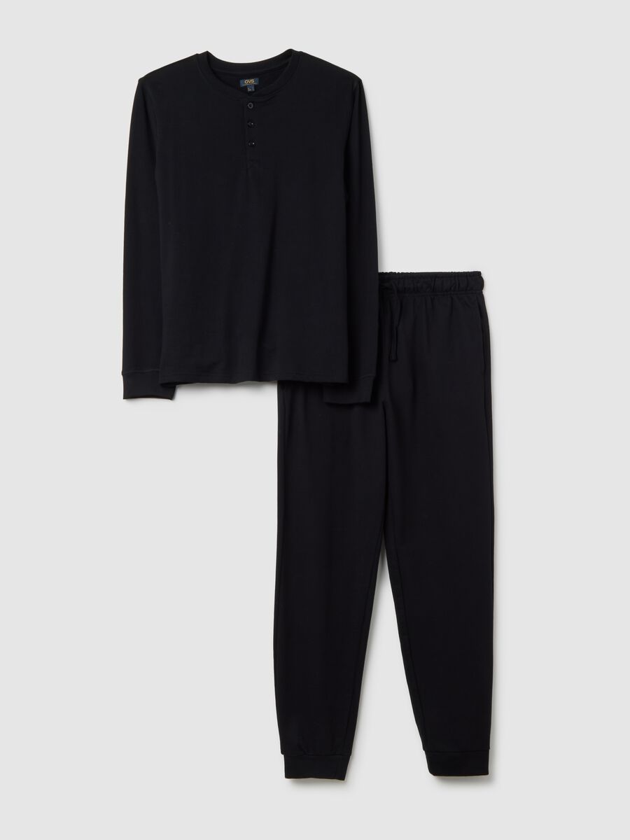 Pigiama in puro cotone nero regular fit_4