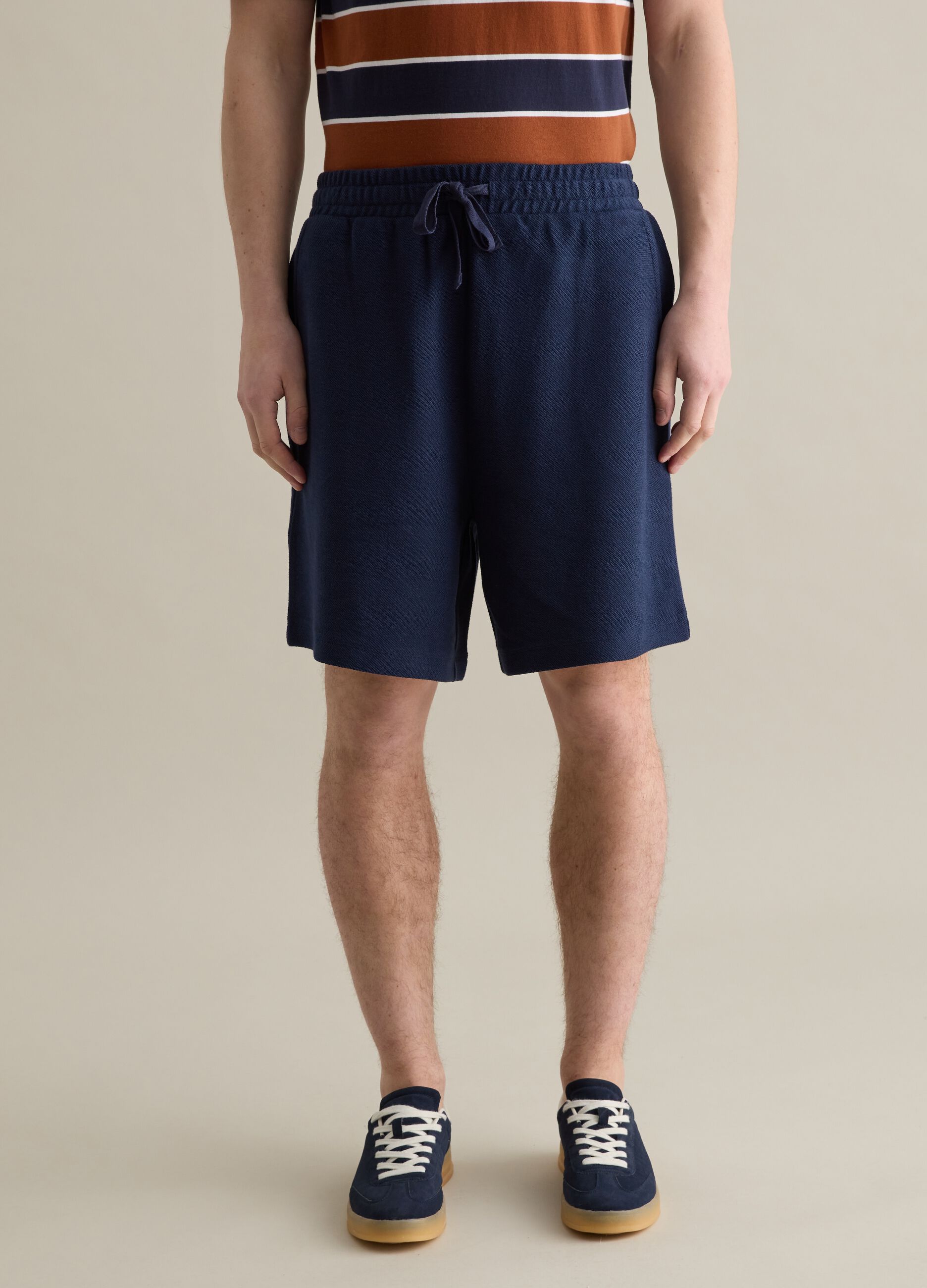 Blue Bermuda shorts in pure Piombo cotton
