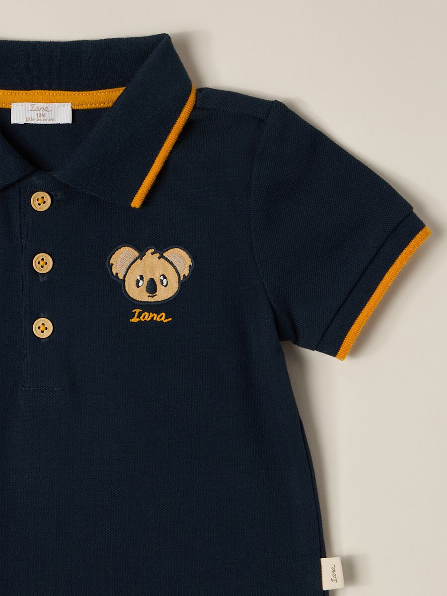 IANA newborn boy stretch cotton piquet polo shirt_2