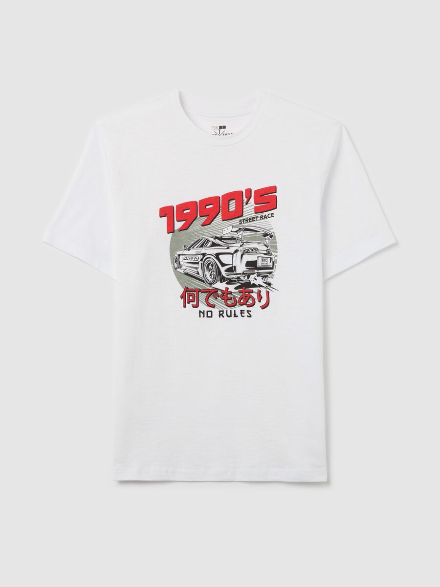 Cotton T-shirt with "1990'S" racing car print_4