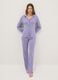 Purple regular fit pajama trousers with lace details and pattern_0