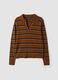 Brown viscose-blend polo-collar jumper, regular fit_0