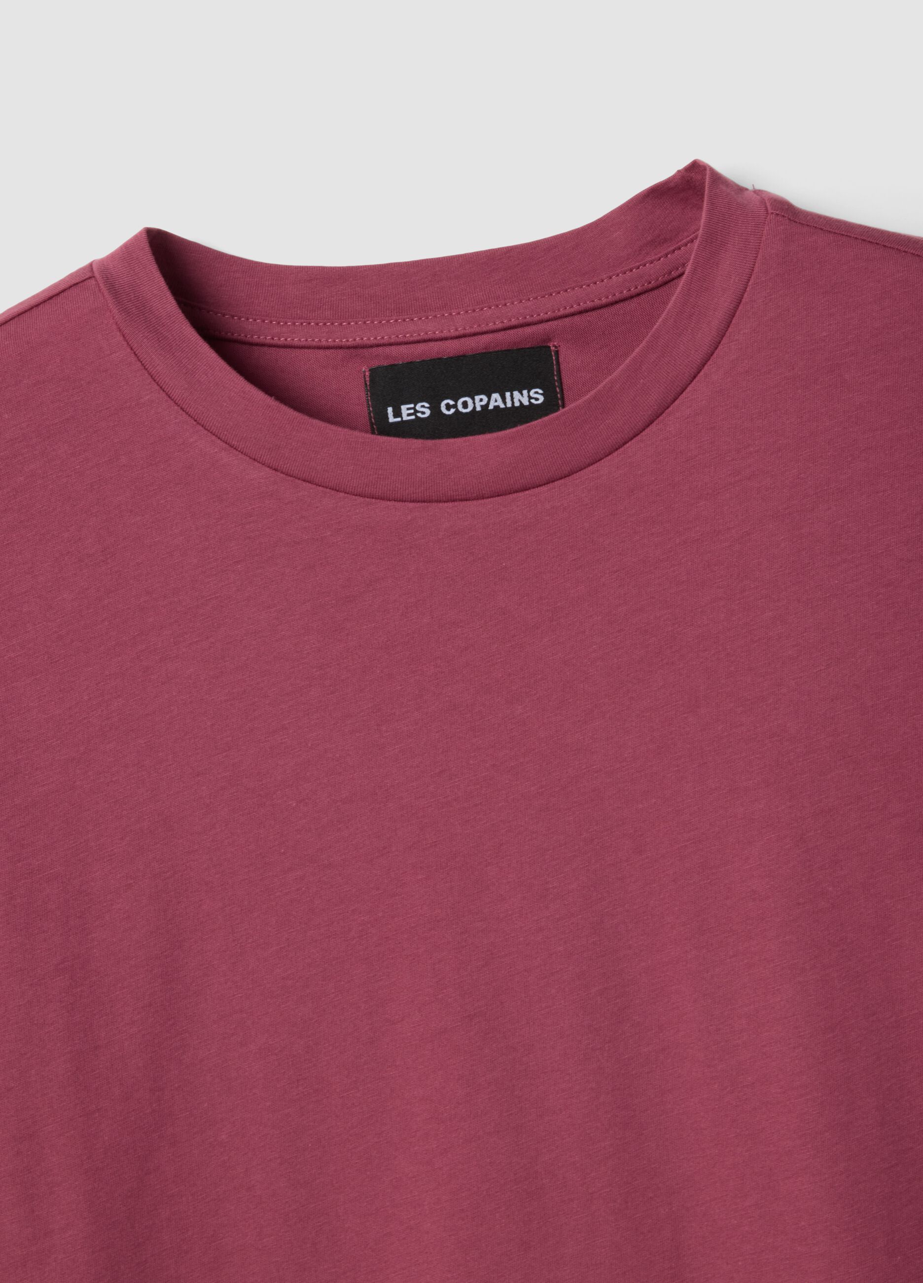 T-shirt viola in puro cotone a maniche corte