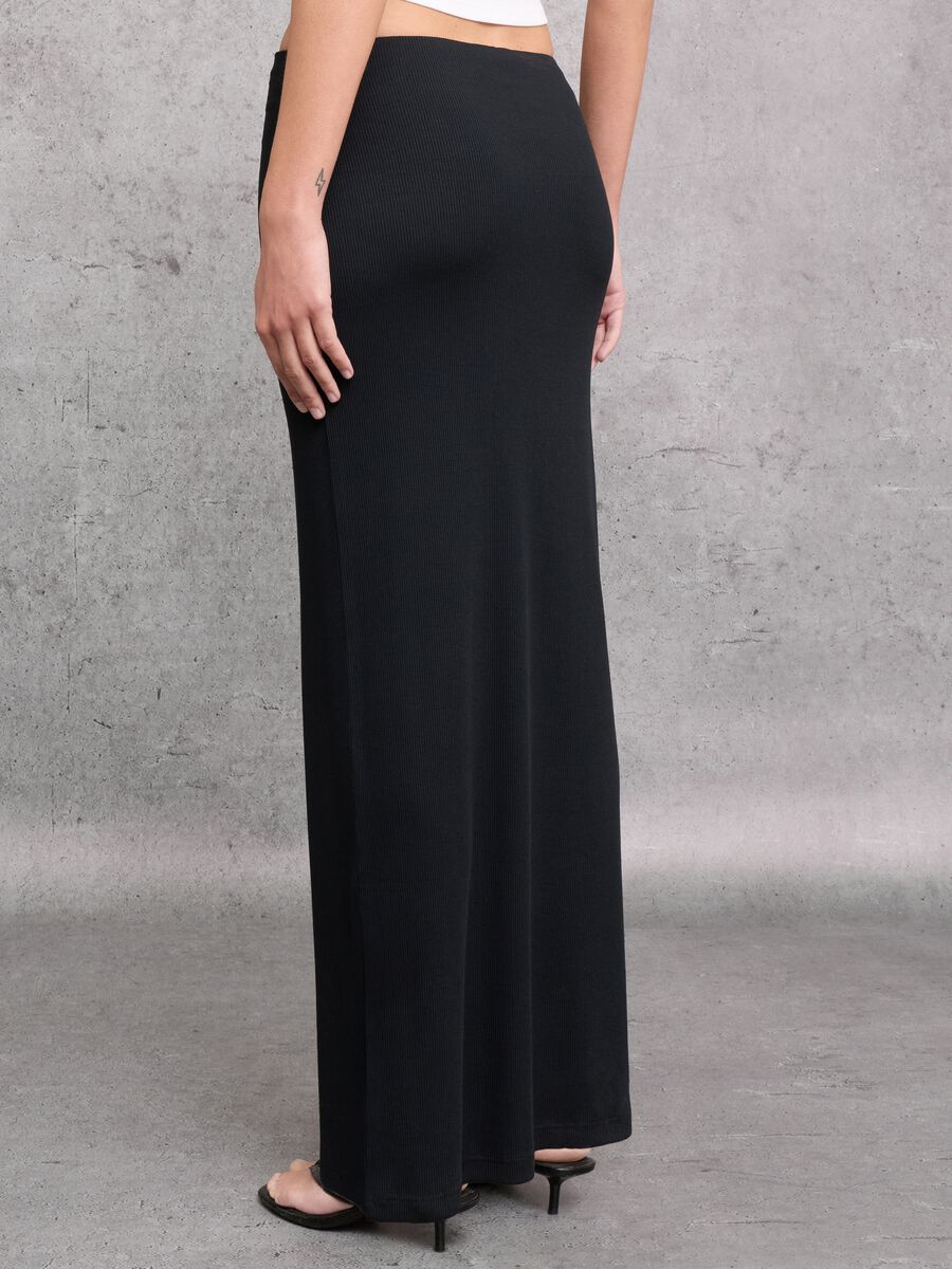 Ribbed Long Skirt Black_2