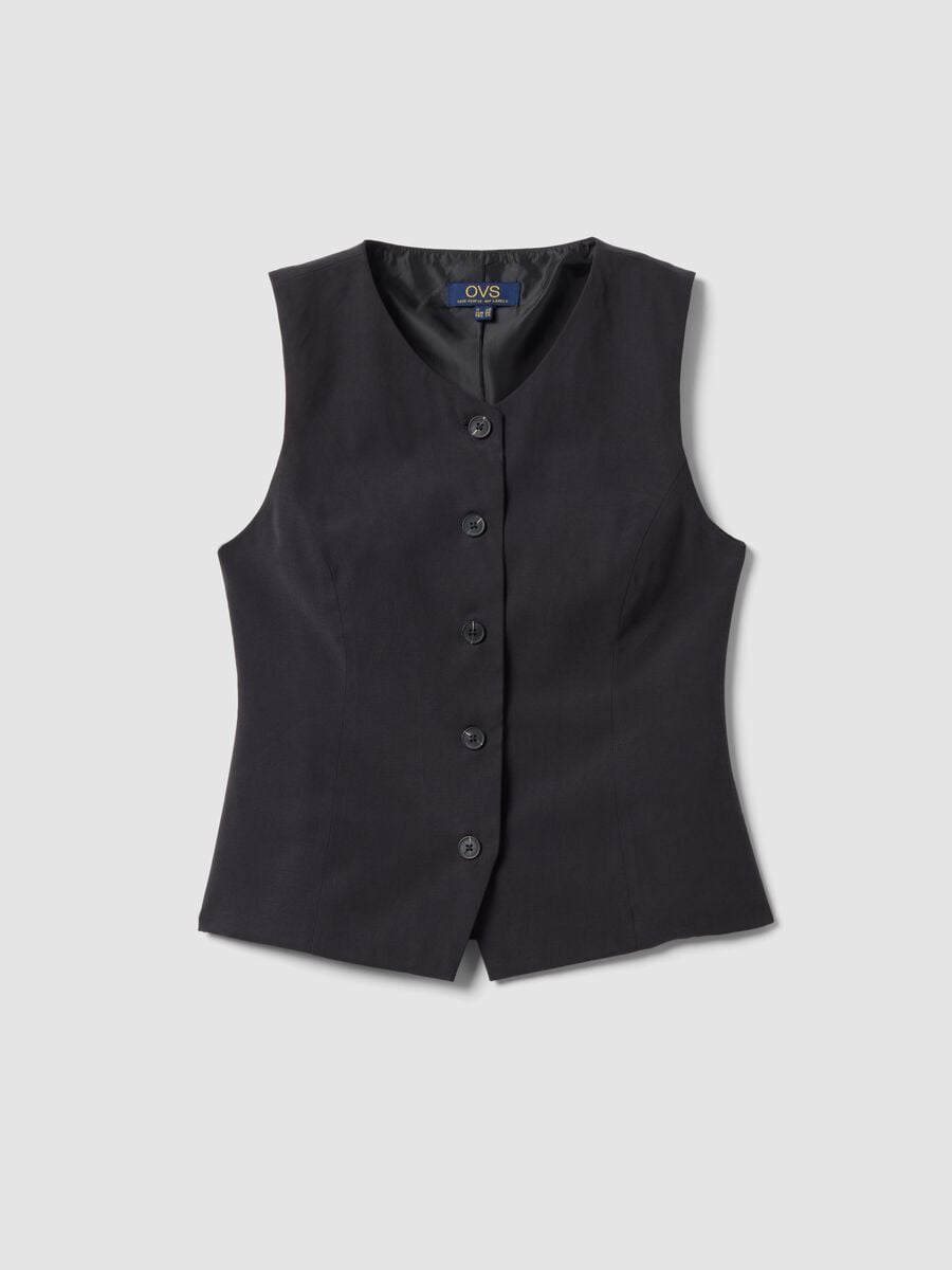 Gilet nero in misto viscosa slim fit_4