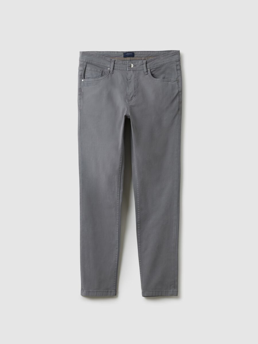 Grey Skinny Fit Stretch Cotton Trousers_4
