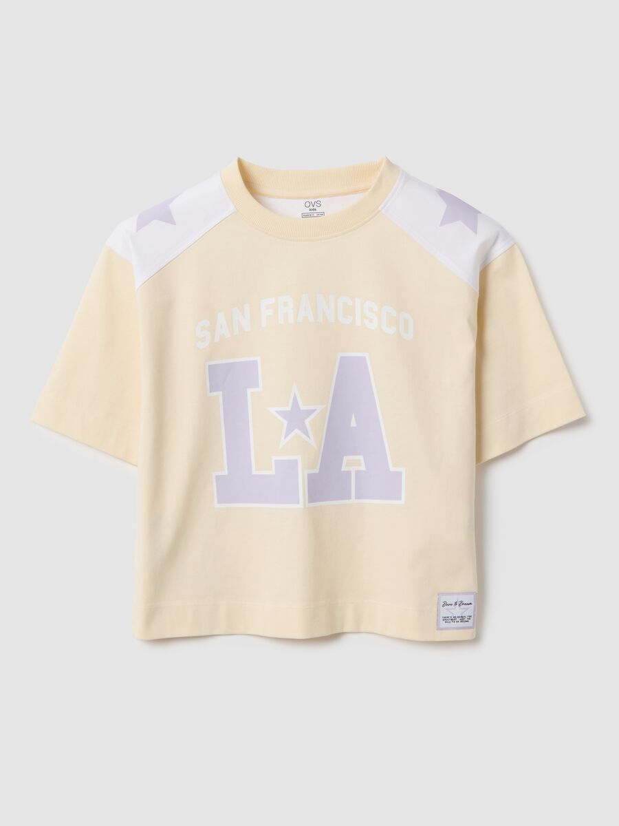 T-shirt in puro cotone multicolor da ragazza oversize fit con stampe_3