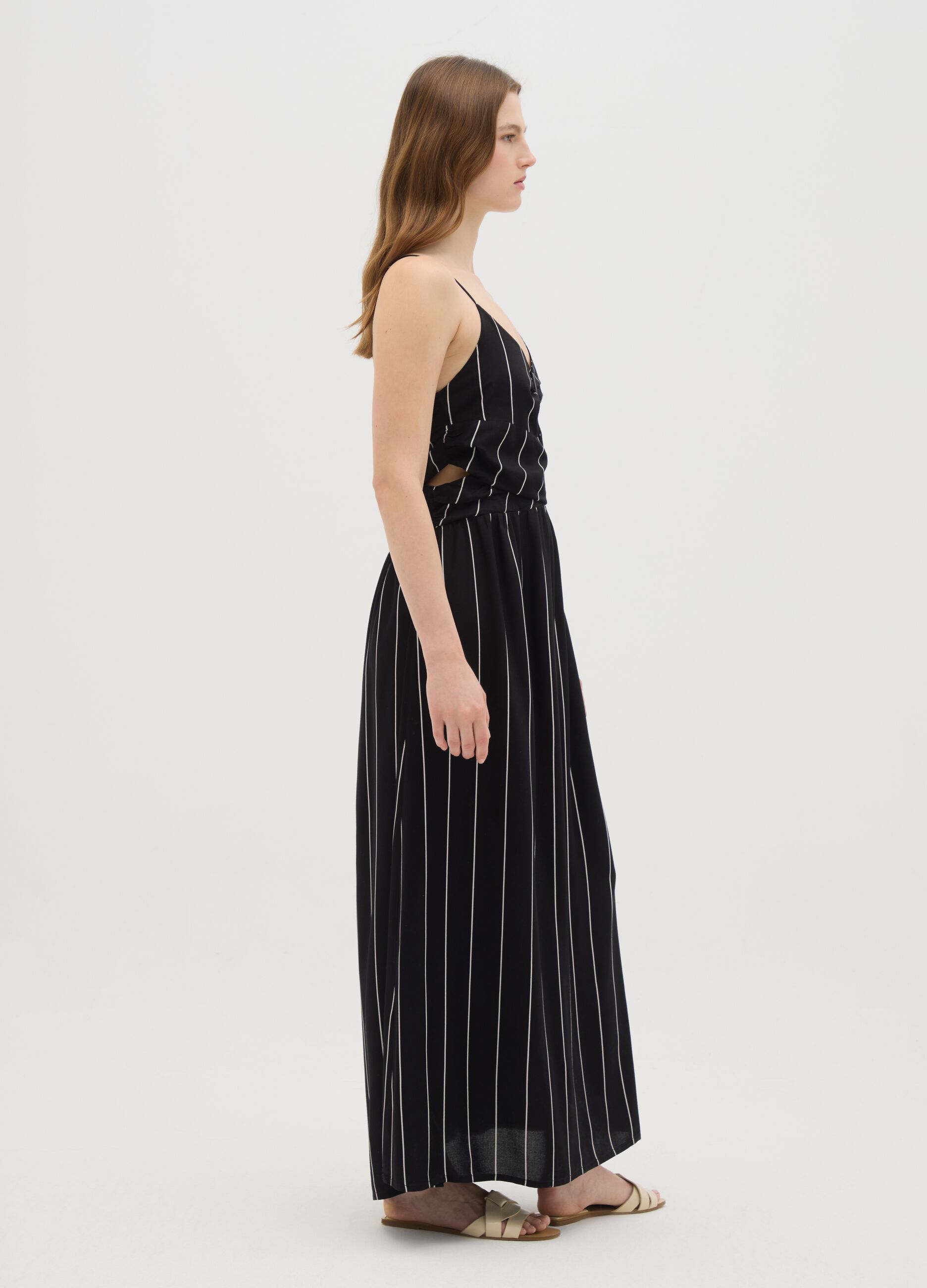 Women's long dress in pure multicolour viscose slim fit