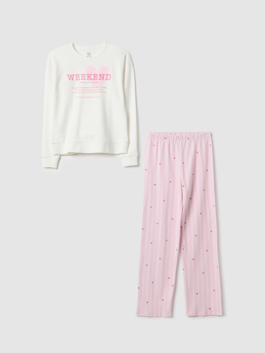 Pigiama a righe multicolor da bambina in puro cotone regular fit_0