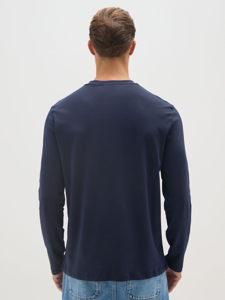 Maglia in puro cotone blu regular fit_2