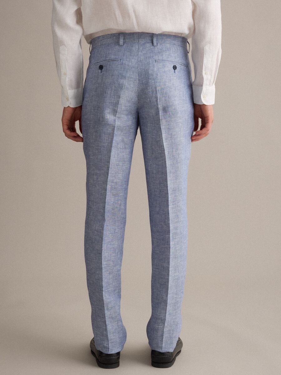 Pantaloni azzurri in puro lino_2