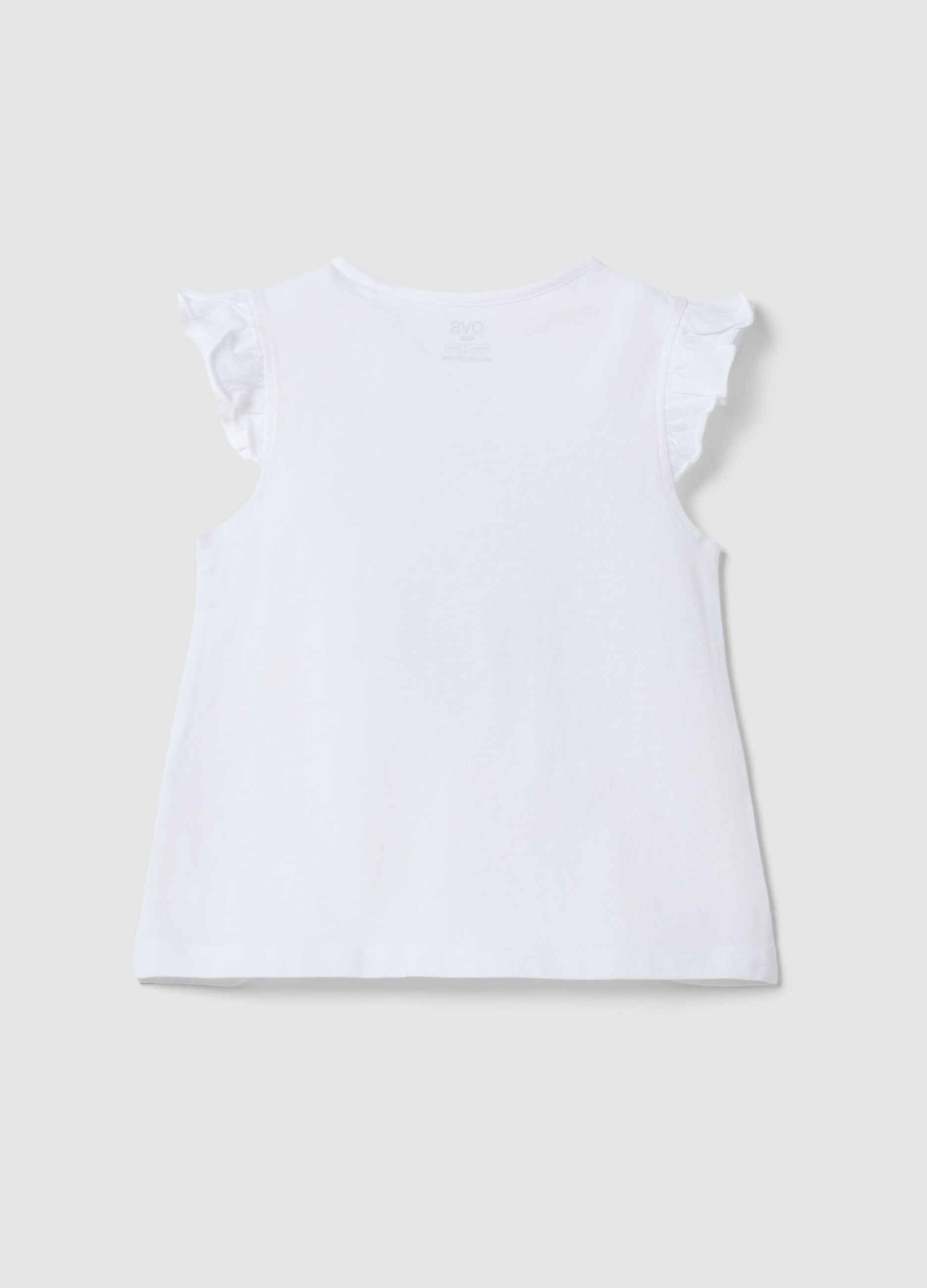 White organic cotton tank top with ruffles