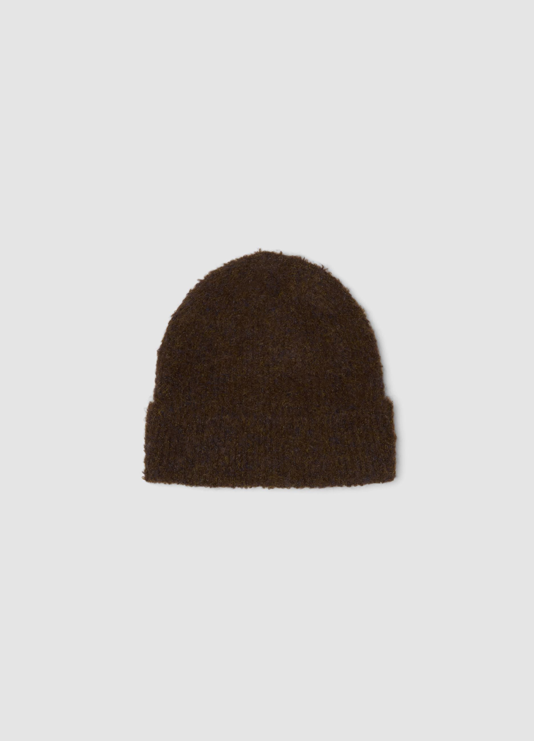 Blue and brown stretch wool hat