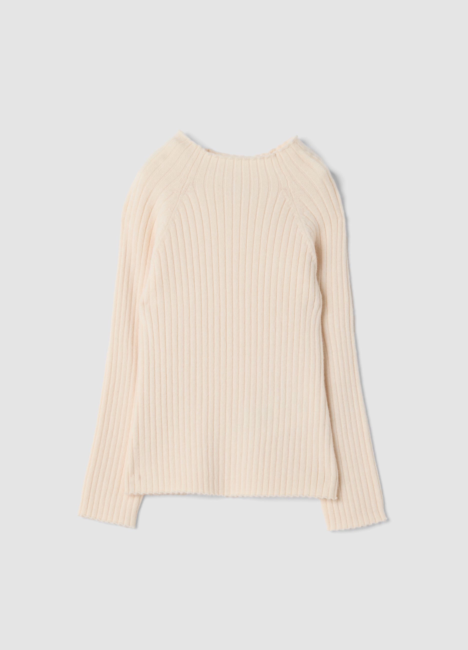 White ribbed viscose-blend crew-neck top