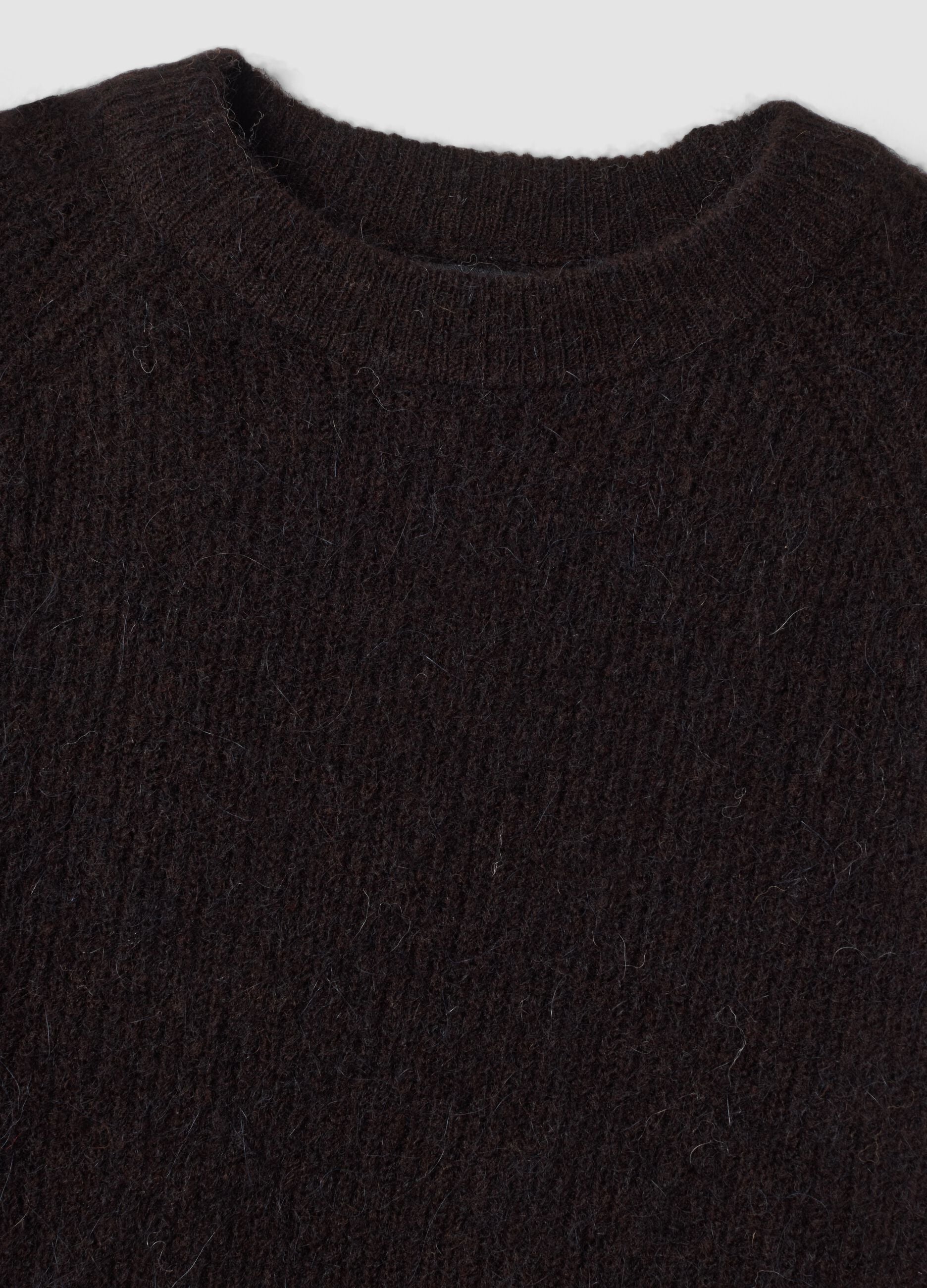 Brown crew-neck wool and alpaca-blend jumper, regular fit