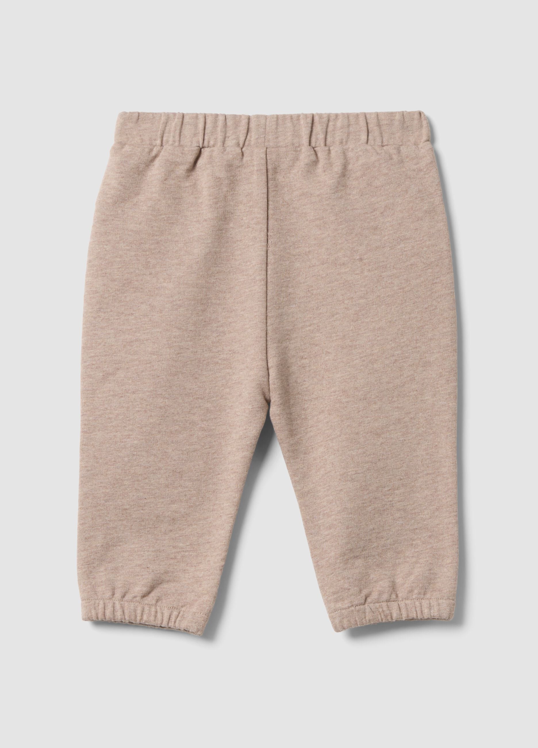 Beige organic cotton baby trousers with elasticated waist
