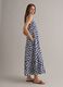 Blue pure cotton maxi dress with V-neck and floral print_1