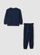 Blue pure cotton tracksuit with sweatshirt and varsity print for boys_1