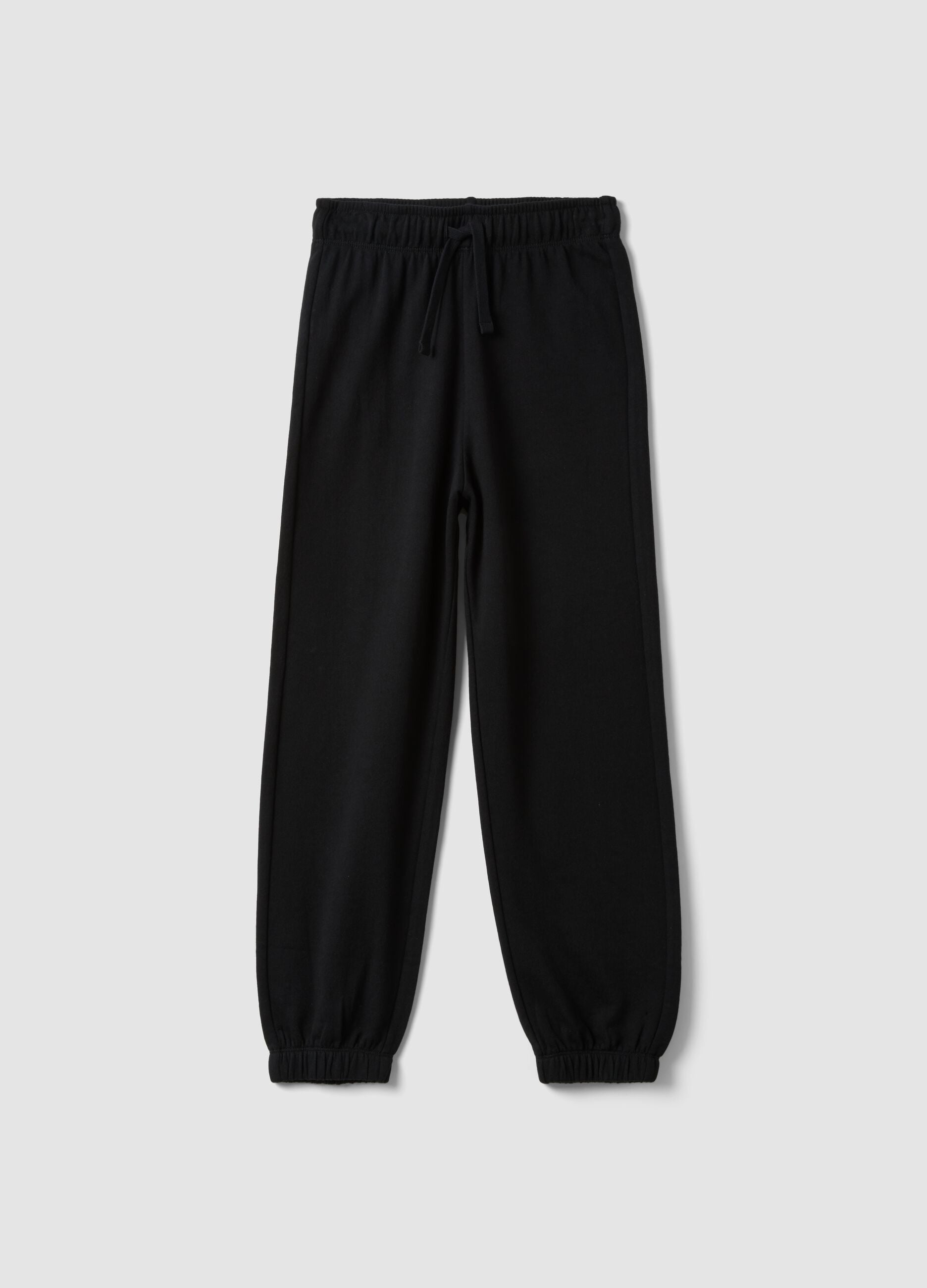 Black pure organic cotton jogger trousers for boys, relaxed fit
