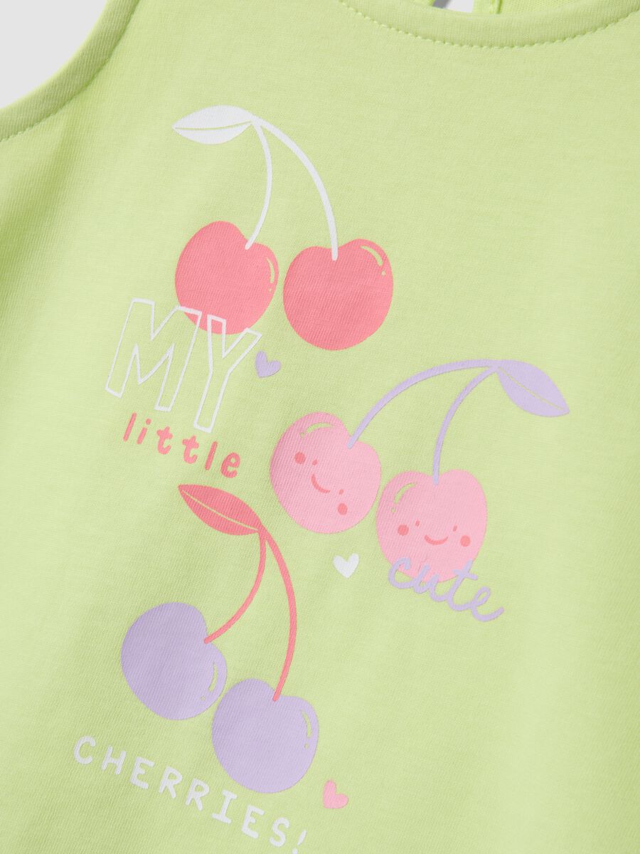 Girls' Regular Fit Green Cotton Vest with Cherries_3