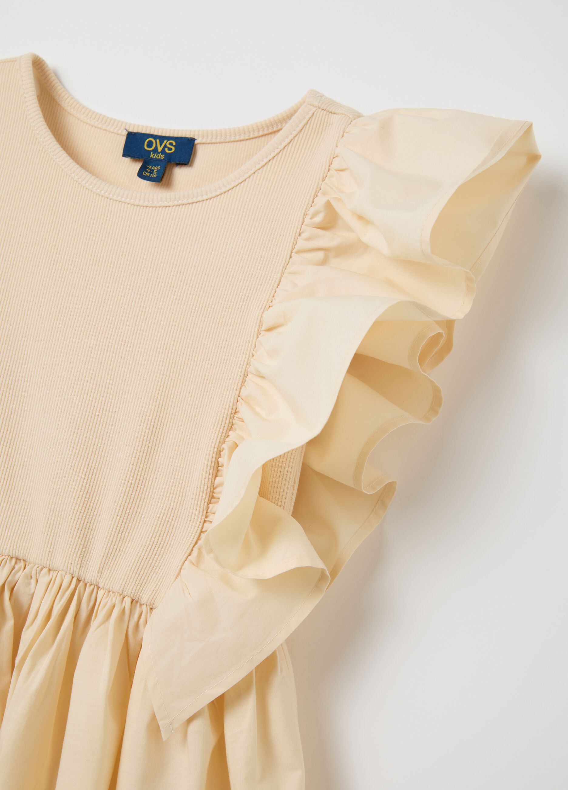 Abito da bambina in cotone beige regular fit