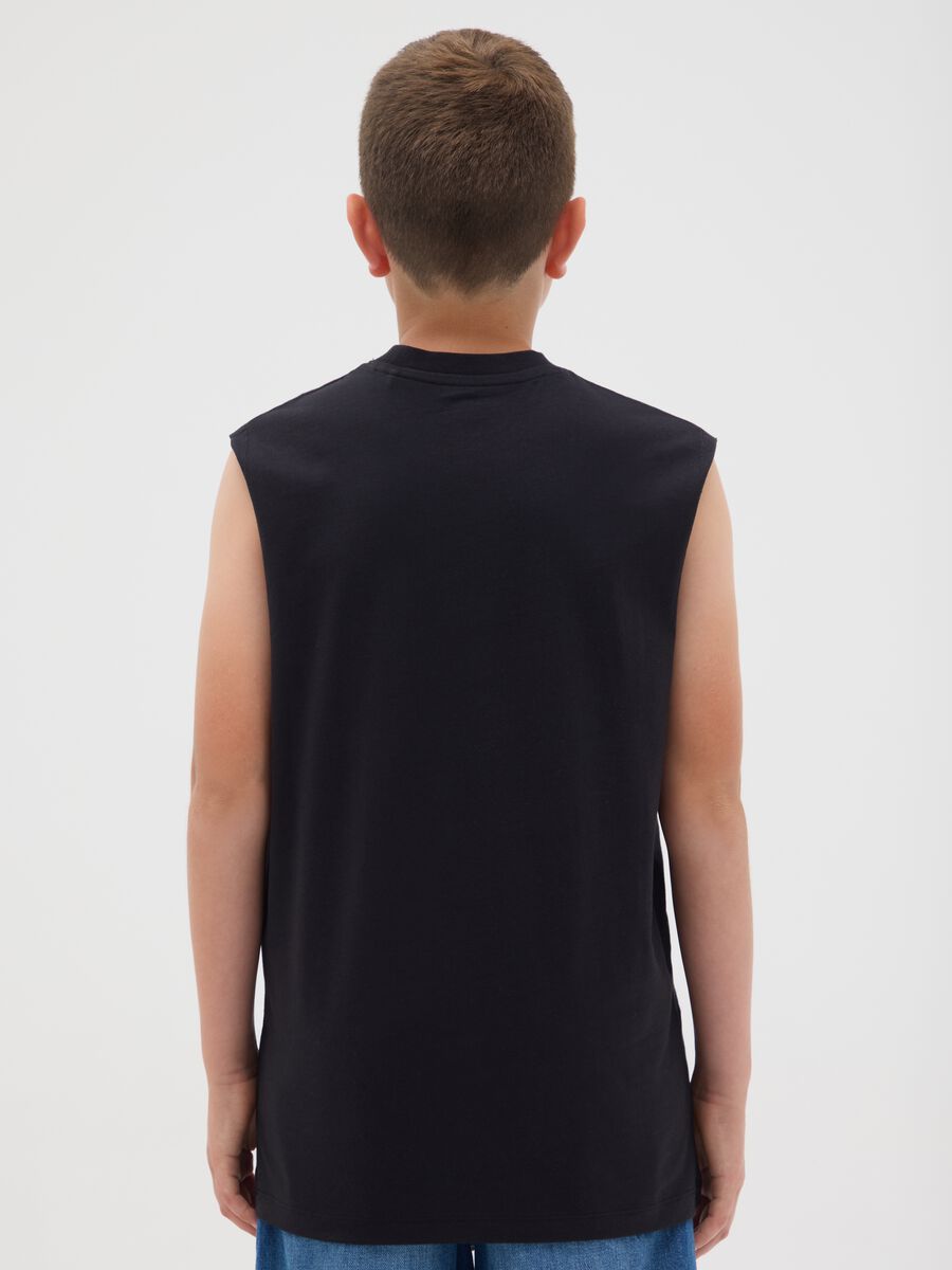 Canotta da ragazzo in puro cotone nera regular fit_1