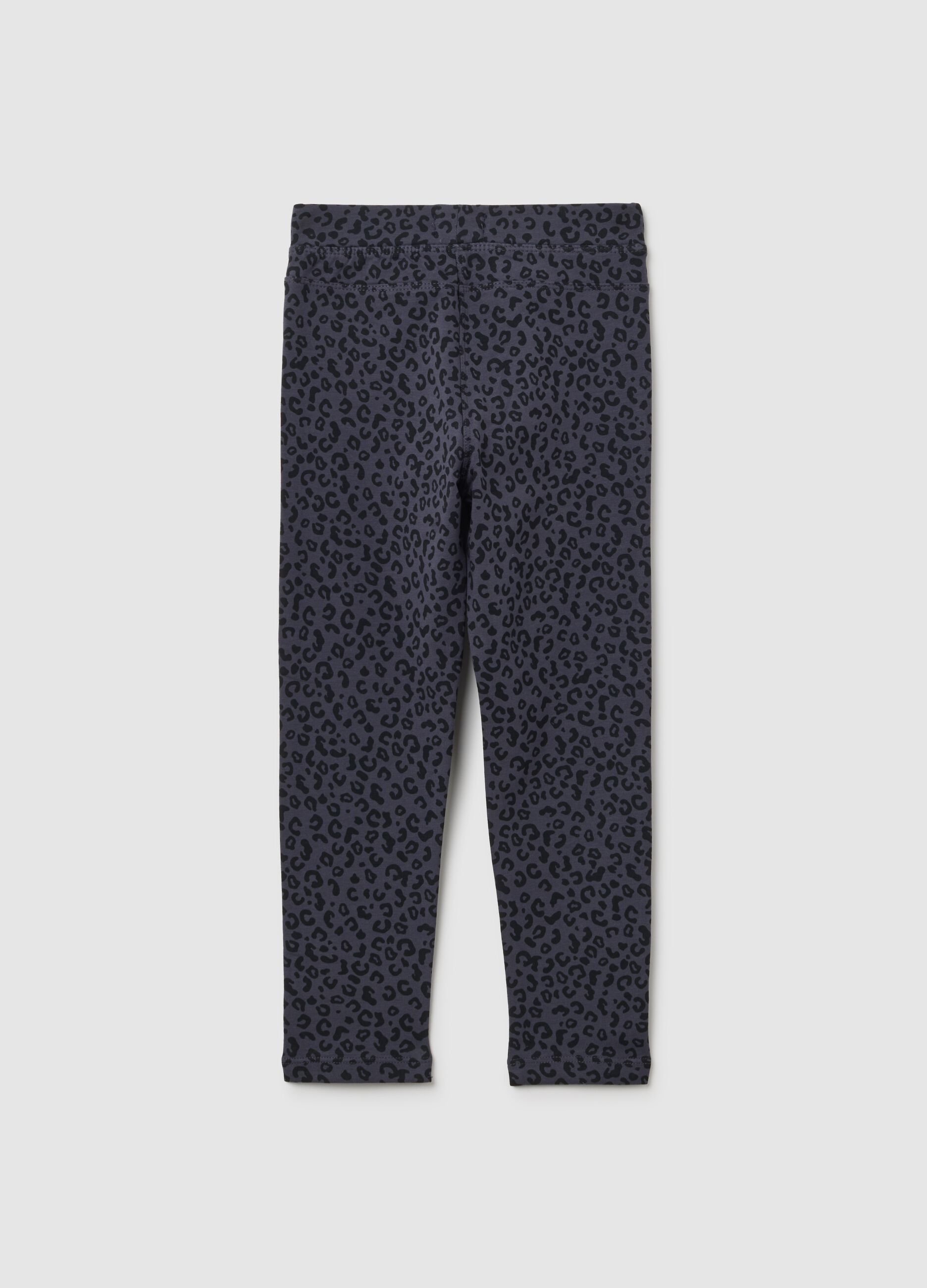 Treggings da bambina in cotone grigi slim fit