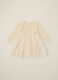 Beige dress for girls in stretch cotton_0