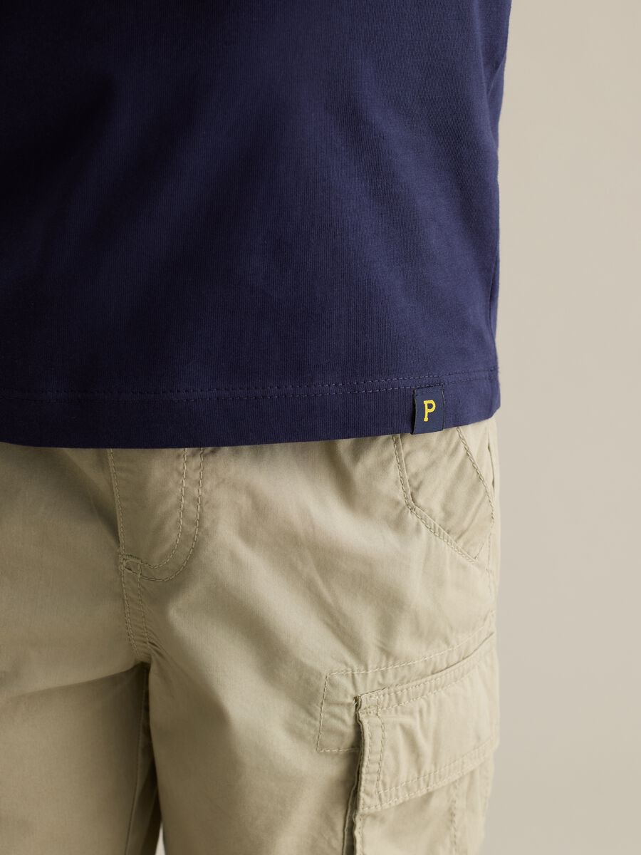 Blue cotton T-shirt with round neck_1