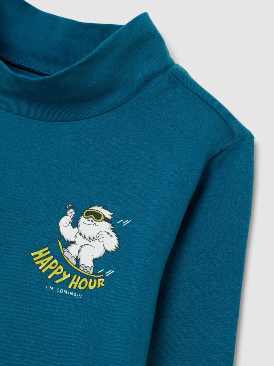 Children's blue turtleneck shirt in regular fit cotton blend_2