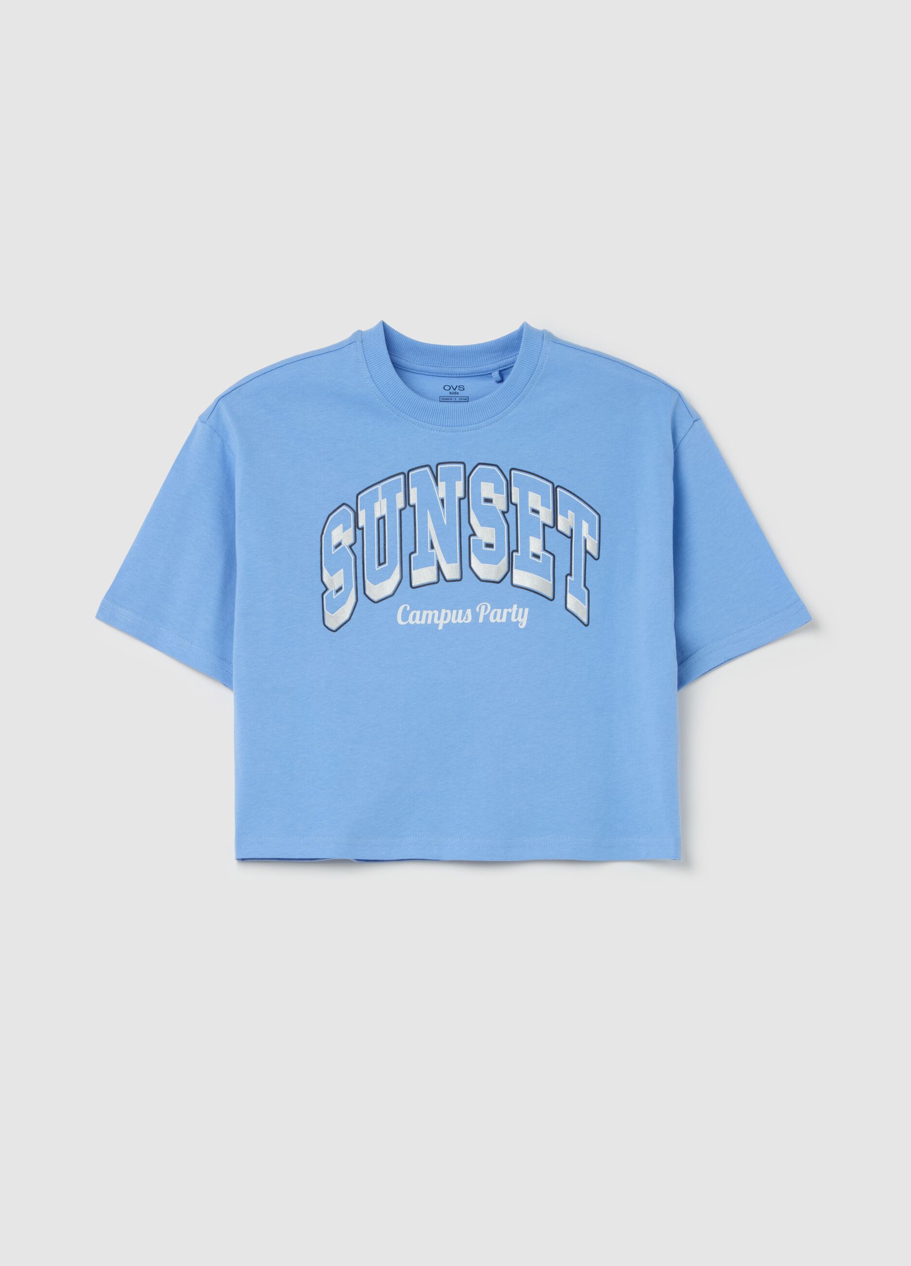 T-shirt boxy fit in cotone "Sunset Campus Party"