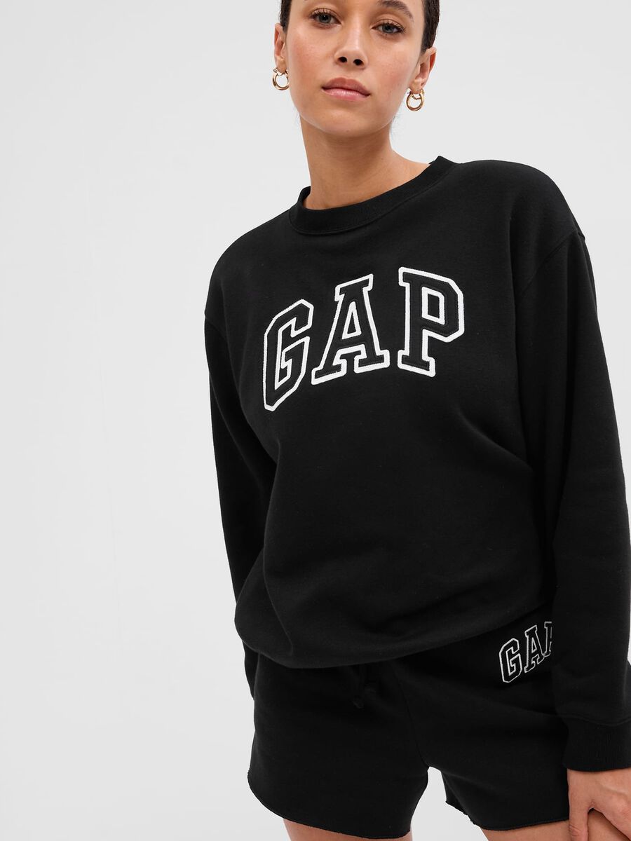 Sweatshirt with round neck and logo embroidery_4